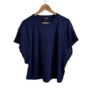 Banana Republic Linen T-Shirt Top‎ Women's Size L Relaxed Fit Navy Blue